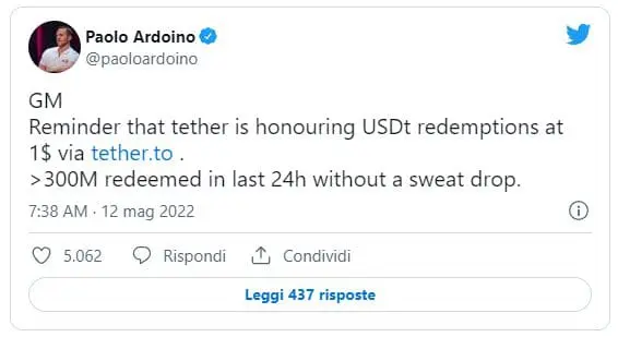 USDT stablecoin peg