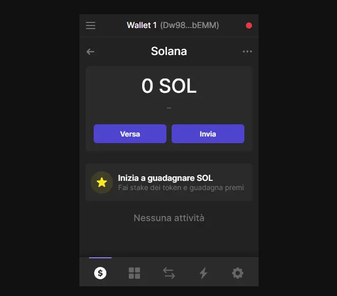 Inviare coin e token Solana wallet