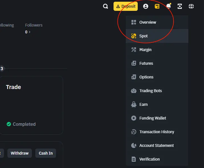 wallet spot Binance