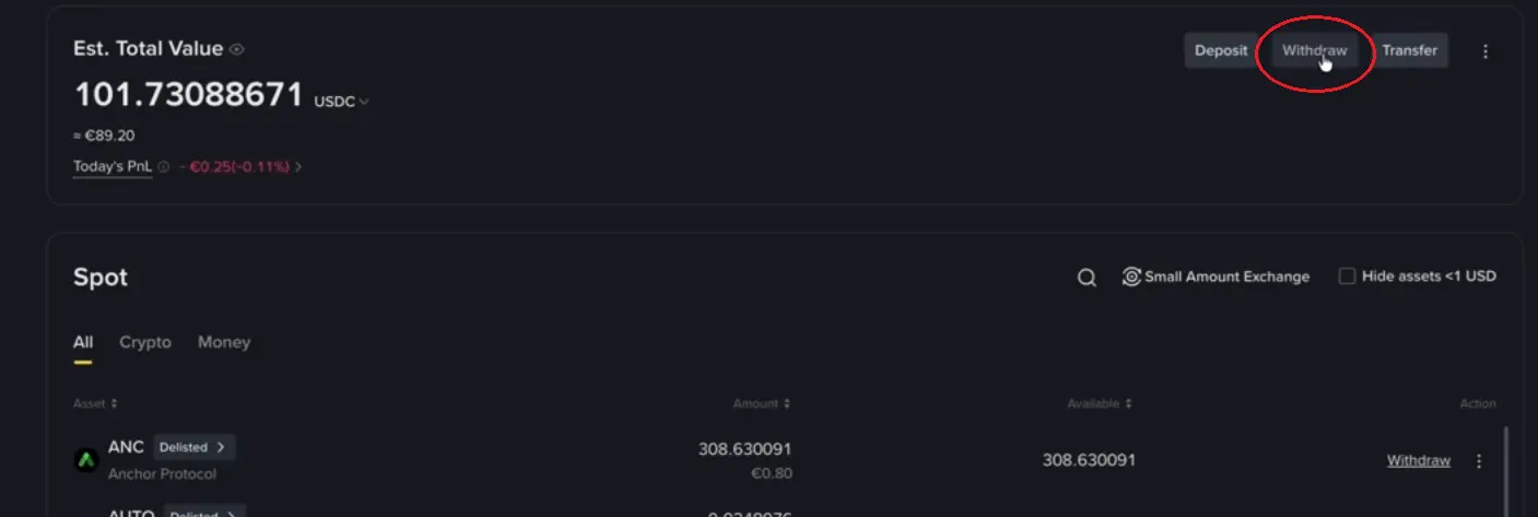 withdraw fiat Binance