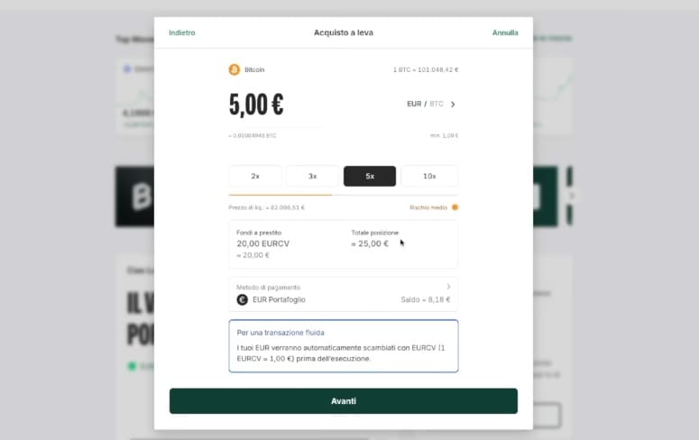 Impostare posizione margin trading Bitpanda