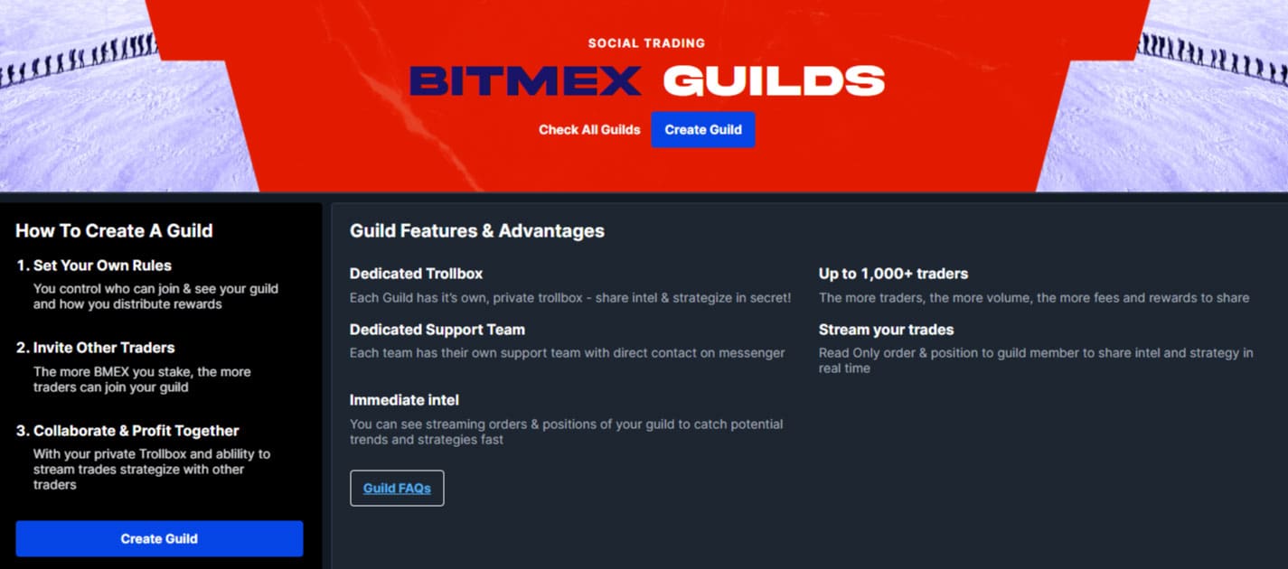 BitMEX Guilds: the social trading feature.