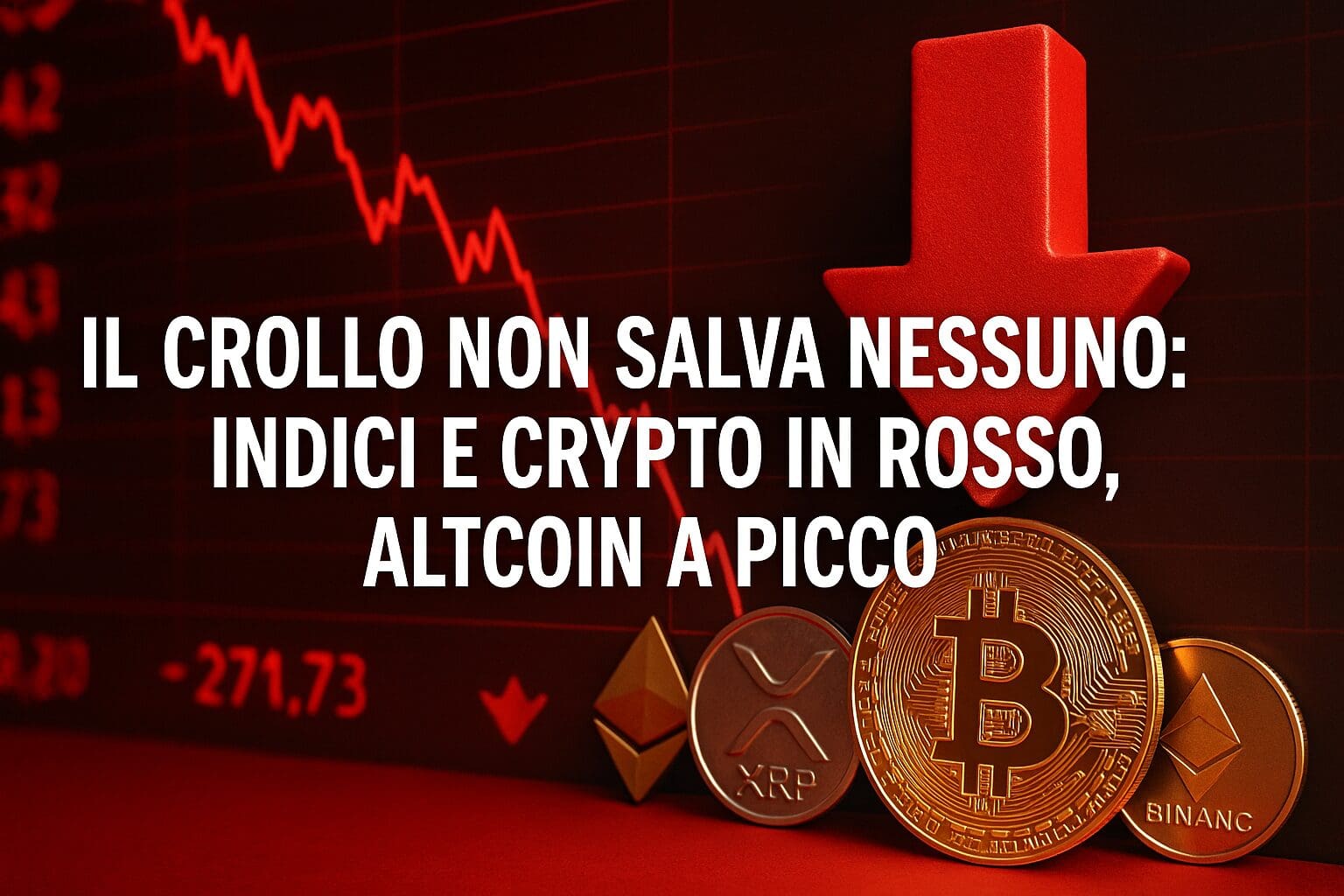 Il crollo non salva nessuno: Indici e crypto in rosso, altcoin a picco