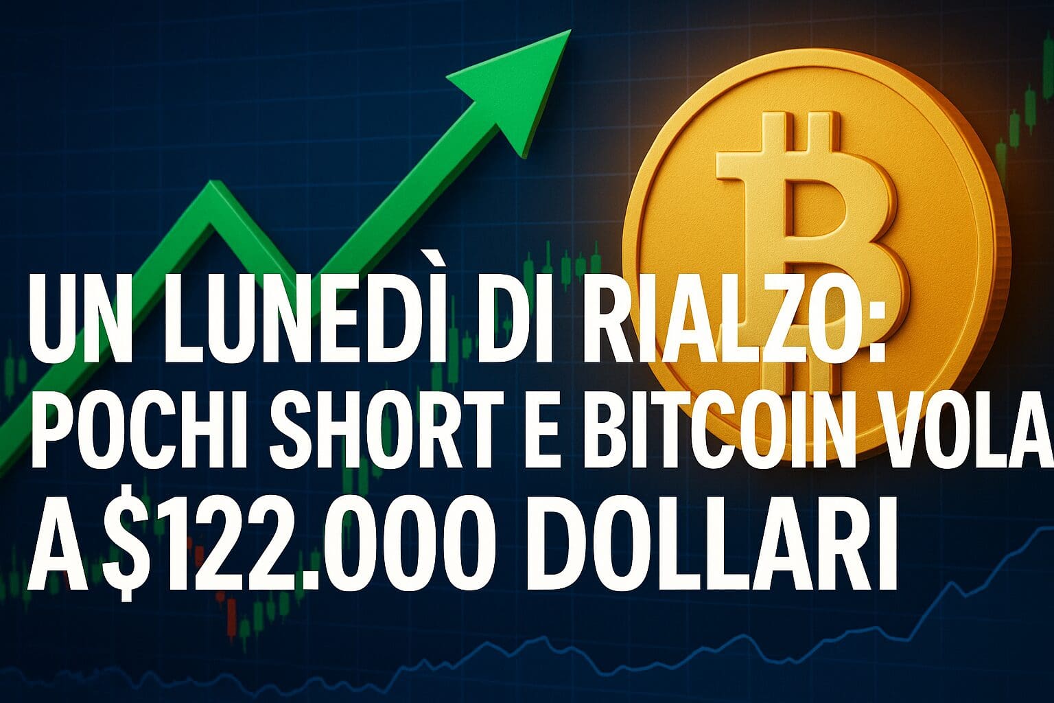 Un lunedì di rialzo: Pochi short e Bitcoin vola a $122.000 dollari