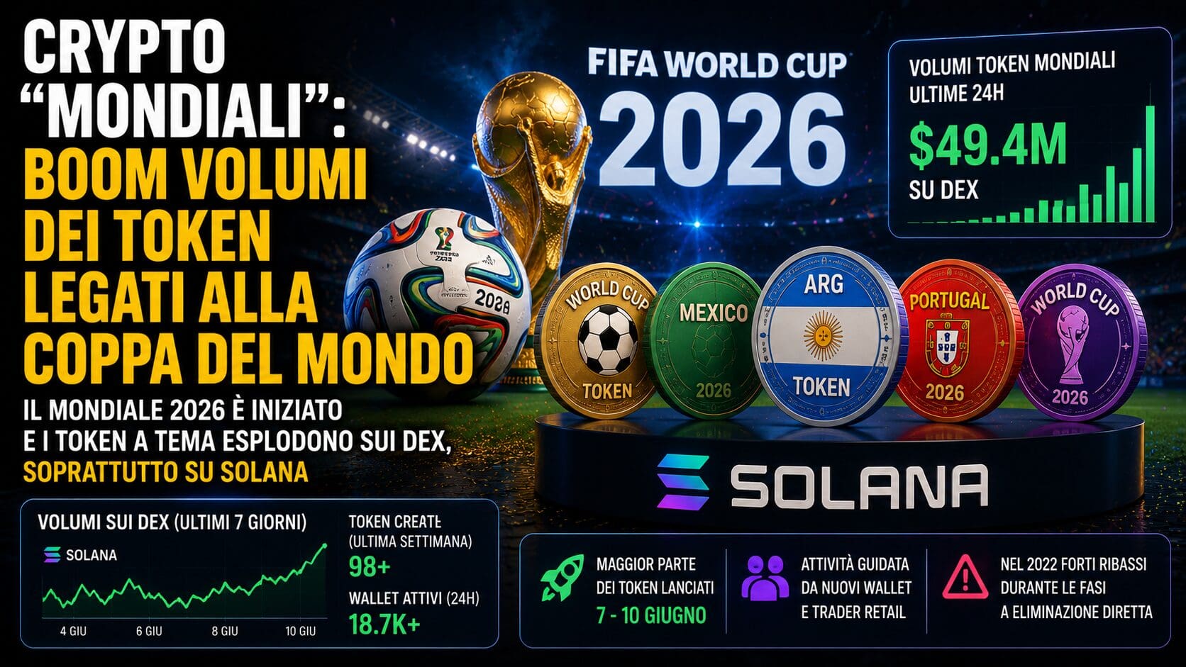 Crypto “mondiali”: boom volumi dei token legati alla Coppa del Mondo
