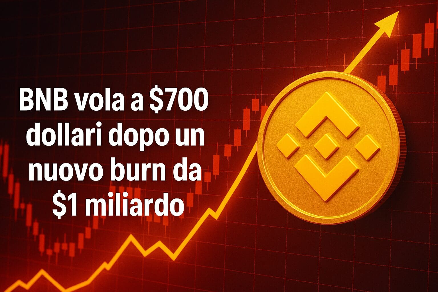 BNB vola a $700 dollari dopo un nuovo burn da $1 miliardo