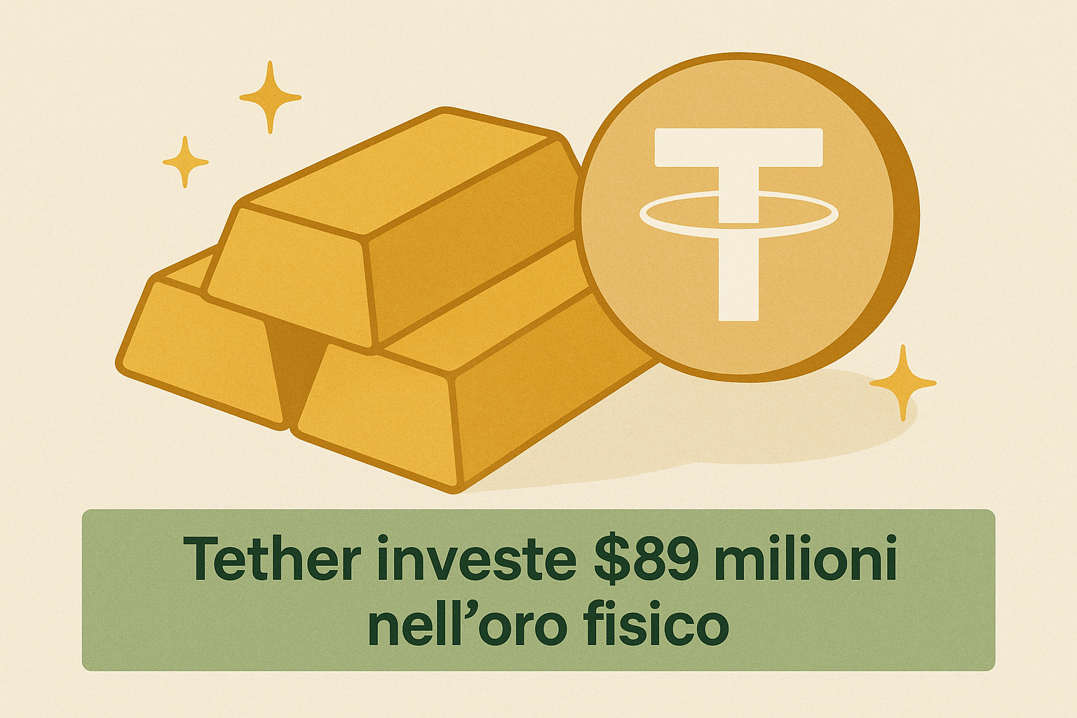Tether investe $89 milioni nell’oro fisico