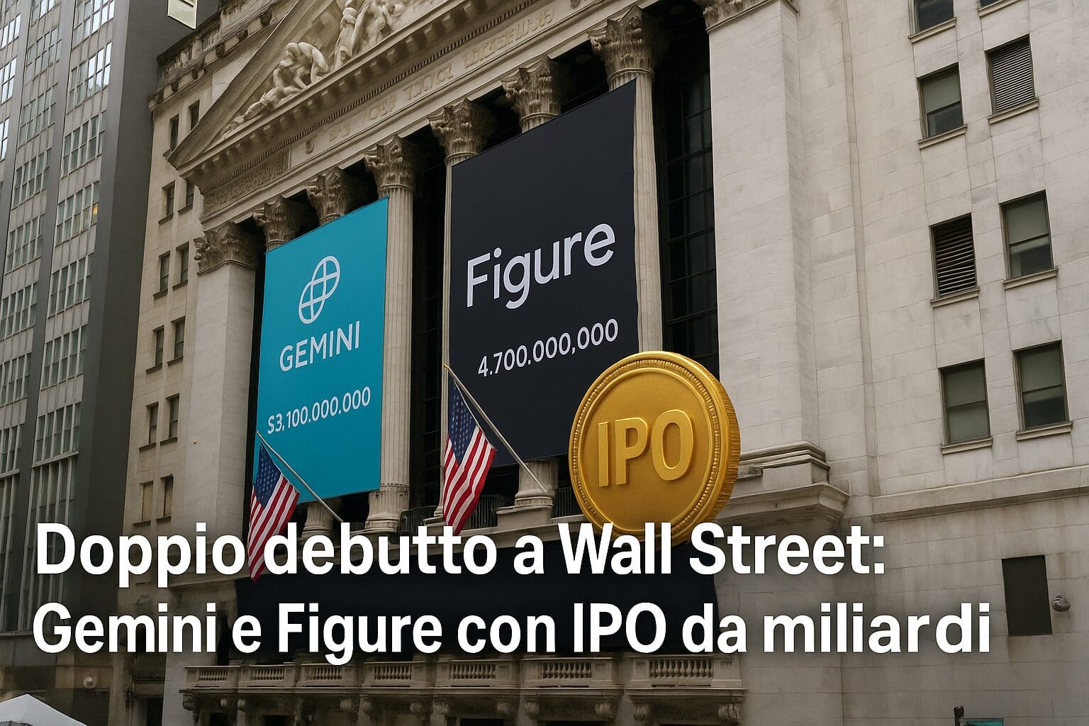 Doppio debutto a Wall street: Gemini e Figure con IPO da miliardi