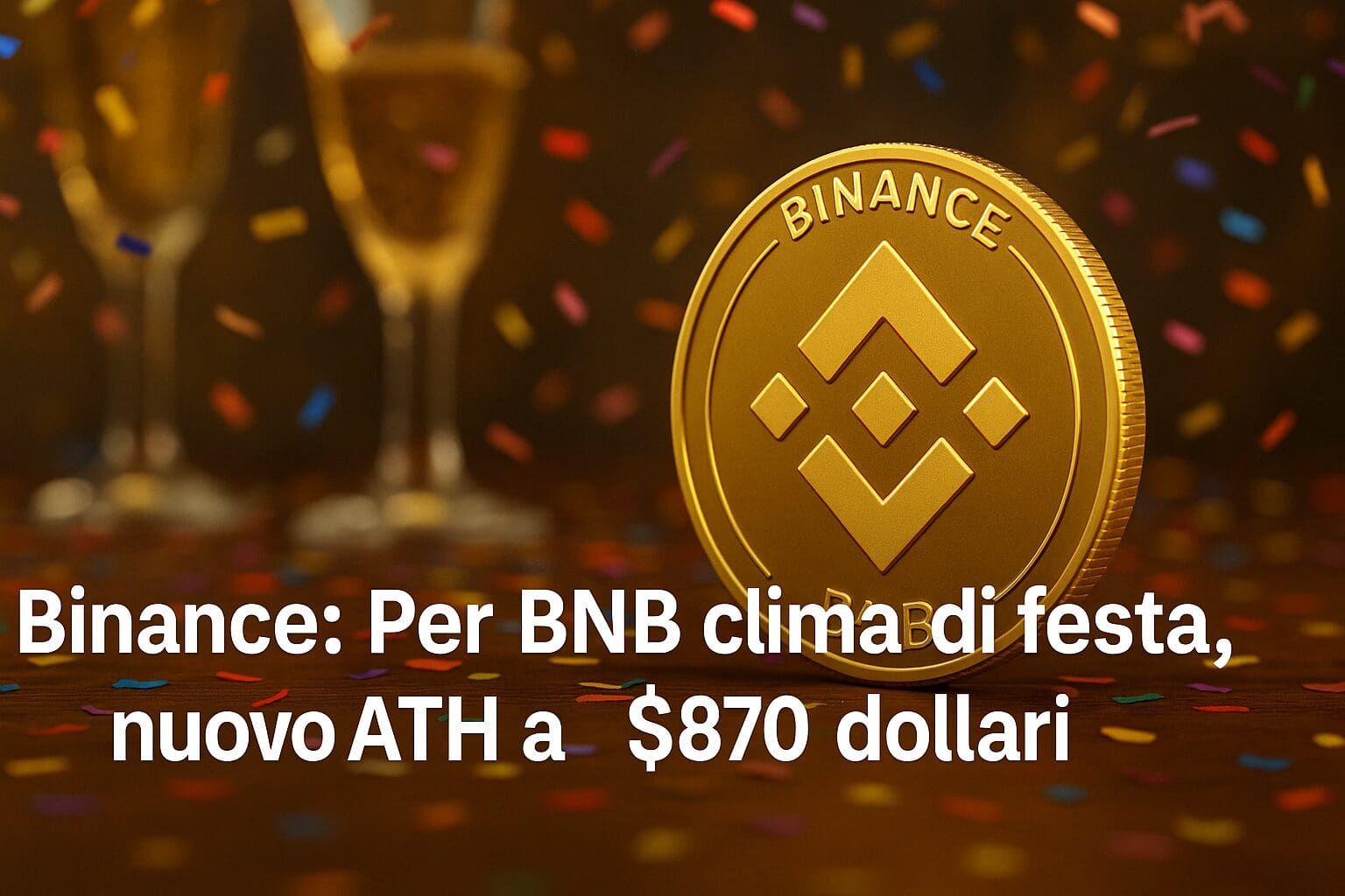 Binance: Per BNB clima di festa, nuovo ATH a $870 dollari