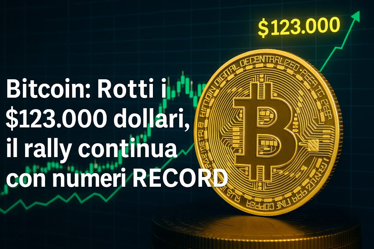 Bitcoin: Rotti i $123.000 dollari, il rally continua con numeri record