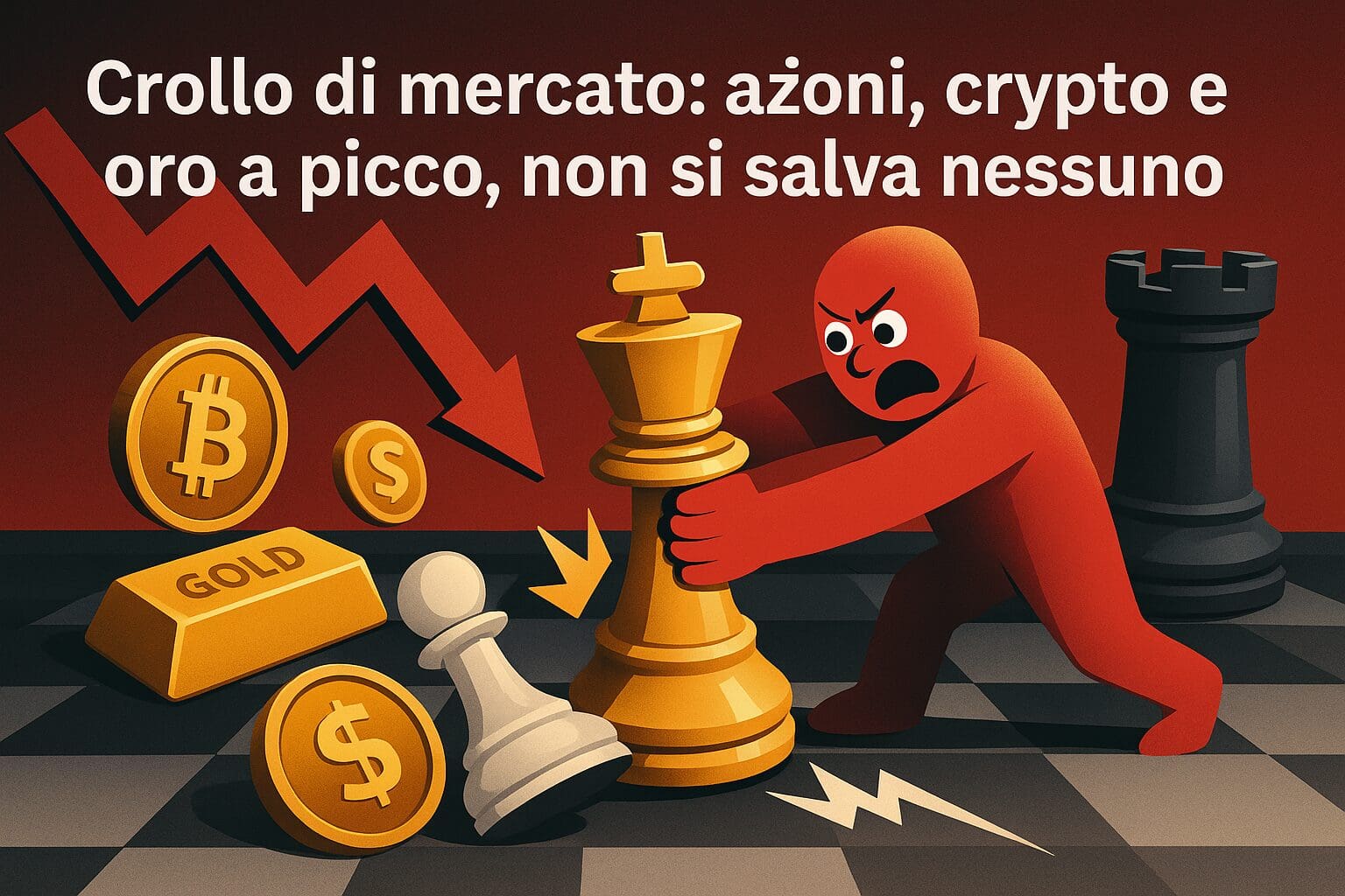 Crollo di mercato: azioni, crypto e oro a picco, non si salva nessuno