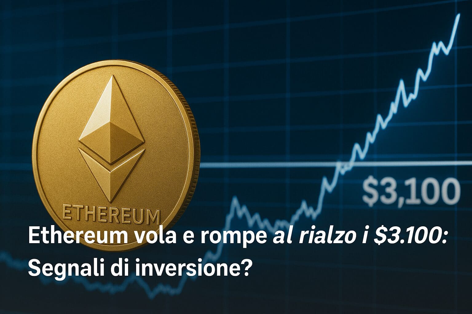 Ethereum vola e rompe al rialzo i $3.100: Segnali di inversione?