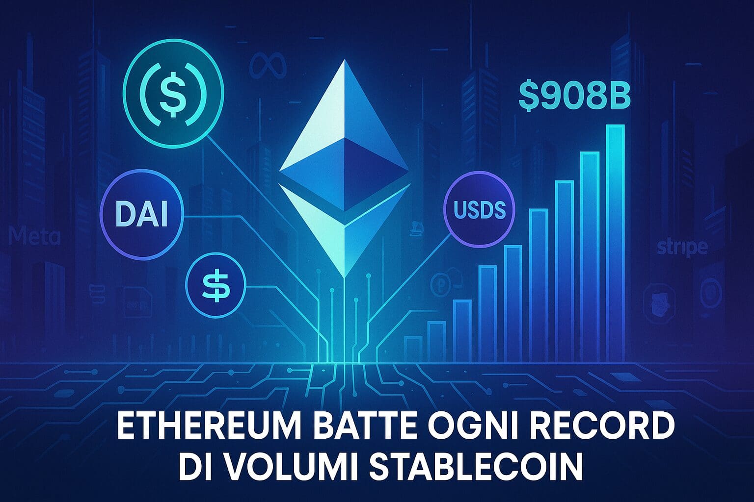 Ethereum: record volumi stablecoin ad aprile