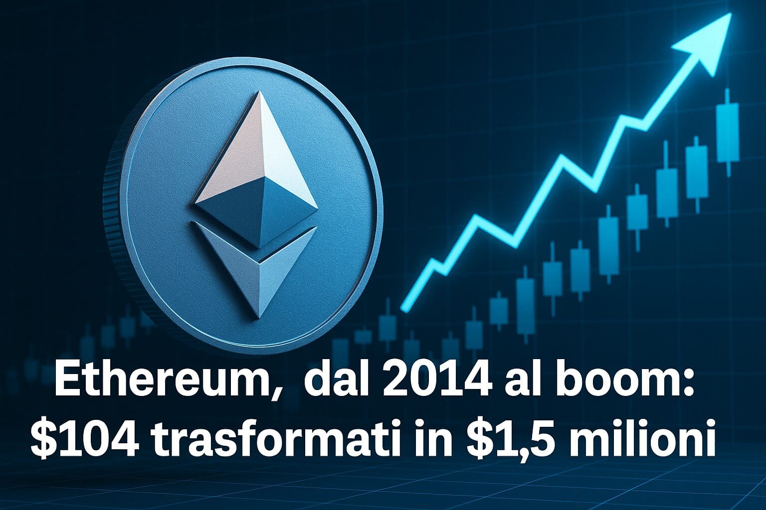 Ethereum, dal 2014 al boom: $104 trasformati in $1,5 milioni