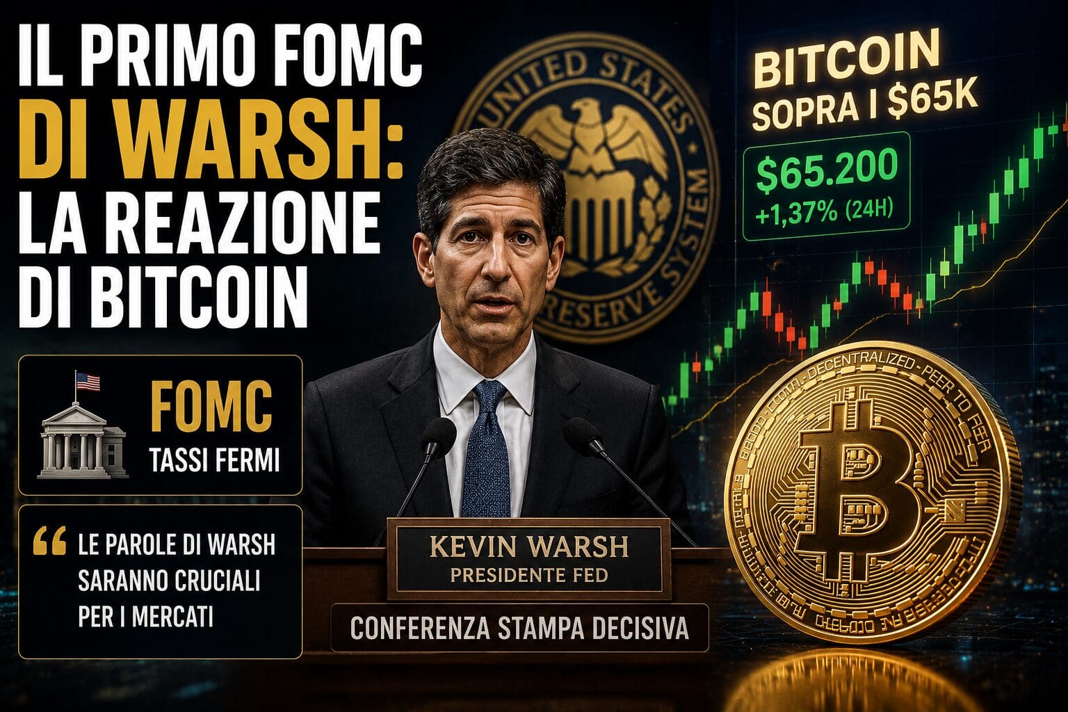 Il primo FOMC di Kevin Warsh: la reazione di Bitcoin