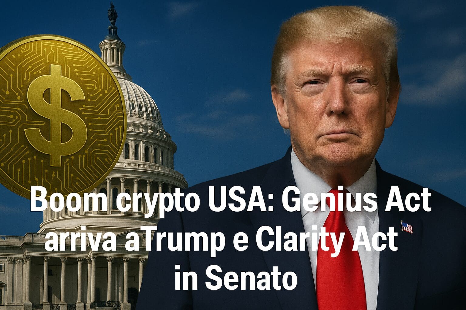 Boom crypto USA: Genius Act arriva a Trump e Clarity Act in senato