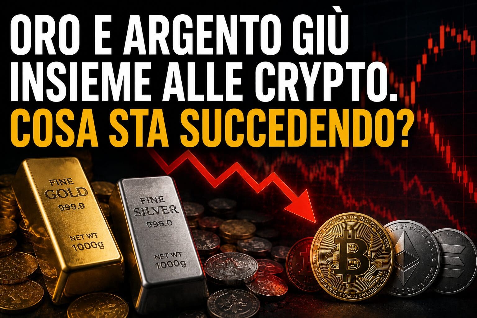 Oro e argento giù insieme alle crypto. Cosa sta succedendo?