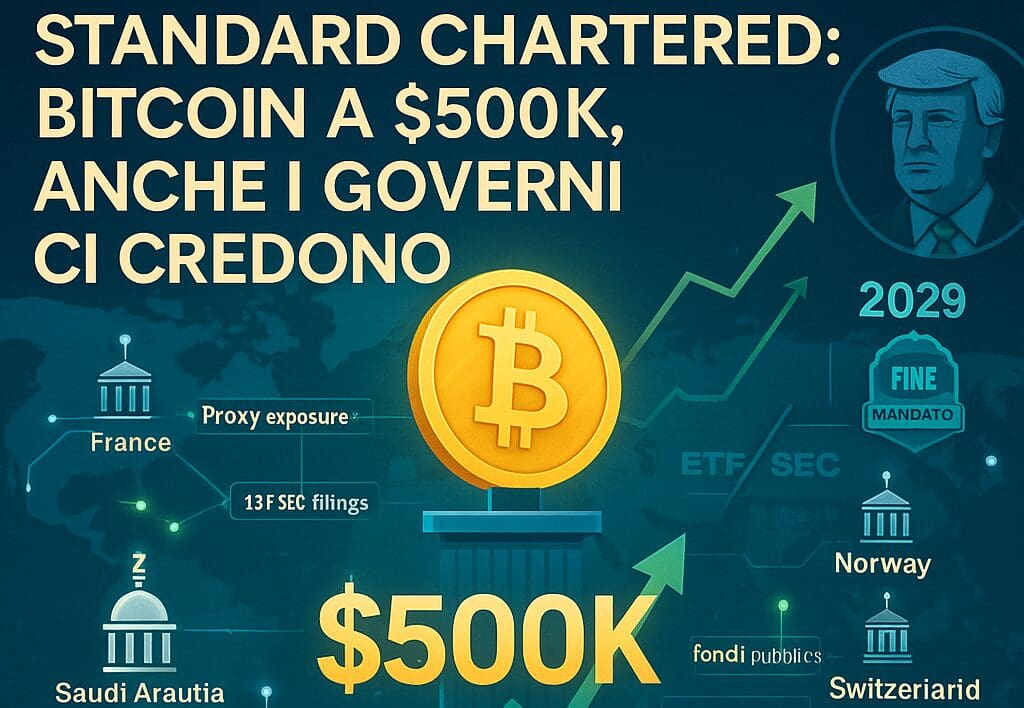 Bitcoin a $500k? Per Standard Chartered ci puntano anche i governi
