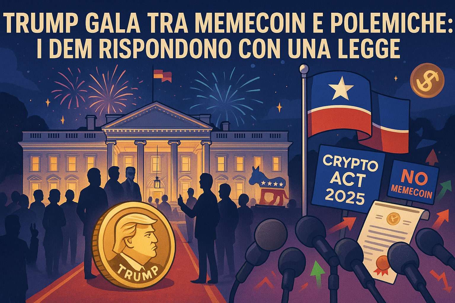 Il crypto gala di Trump piace molto alle memecoin, ma non ai dem