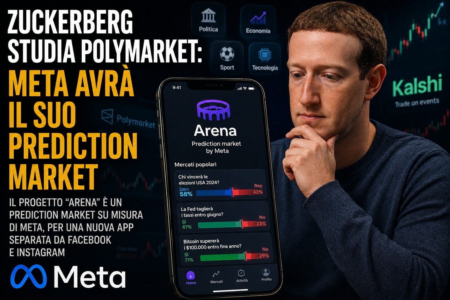 Zuckerberg studia Polymarket: Meta avrà il suo prediction market