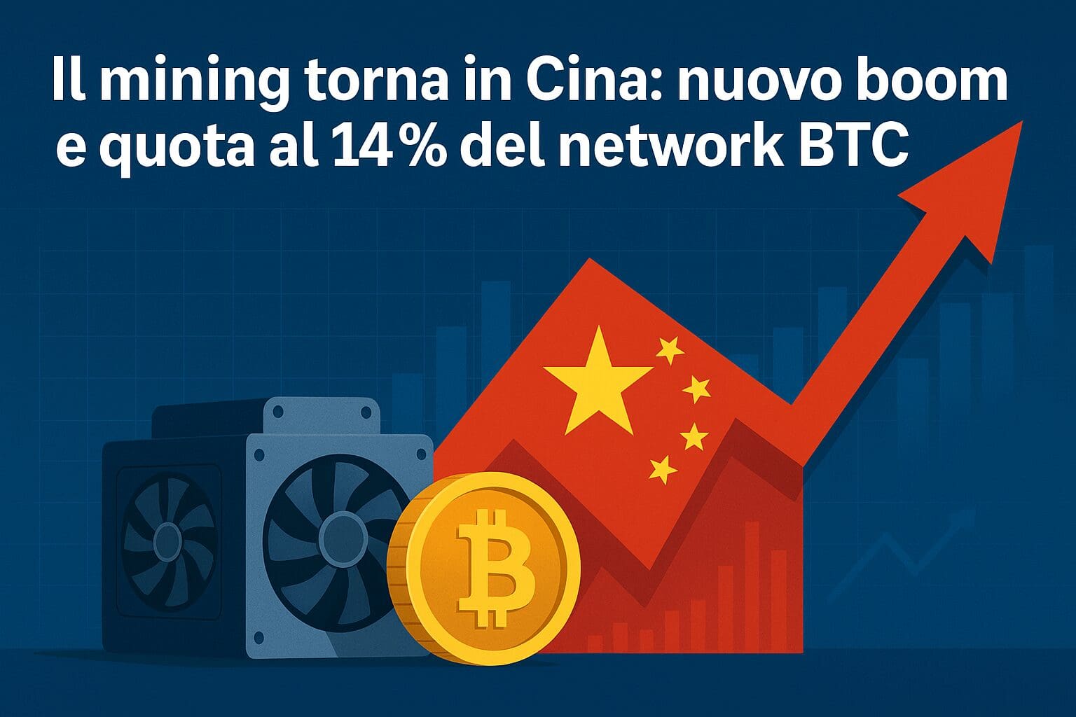 Il mining di Bitcoin torna in Cina: hashrate al 14% del network 