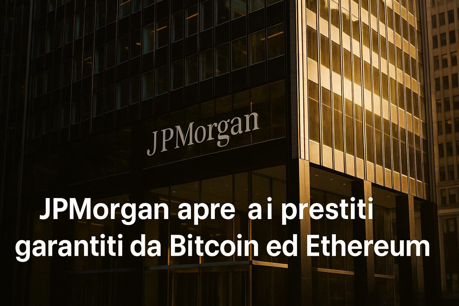 JPMorgan apre ai prestiti garantiti da Bitcoin ed Ethereum