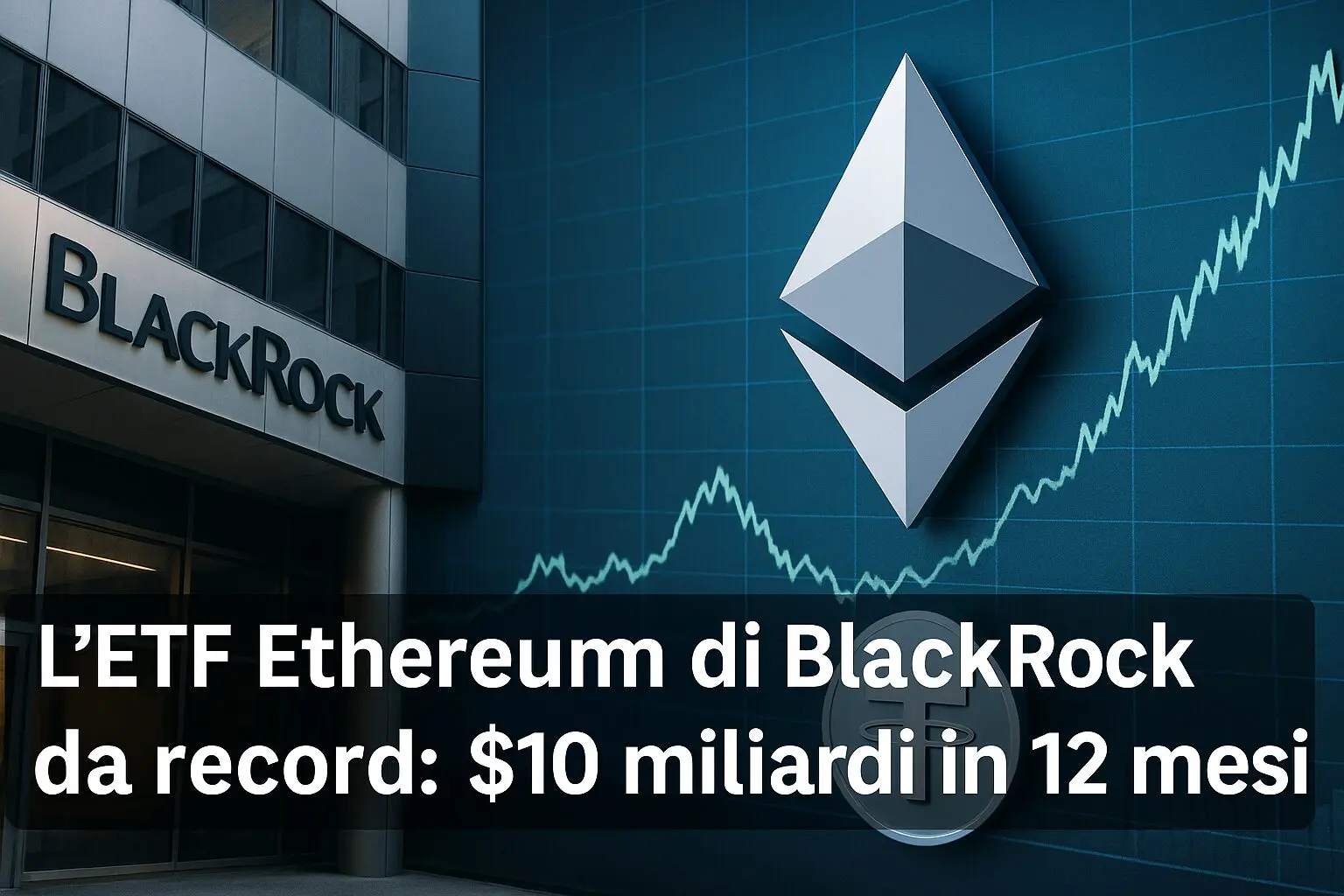 L’ETF Ethereum di Blackrock da record: $10 miliardi in 12 mesi