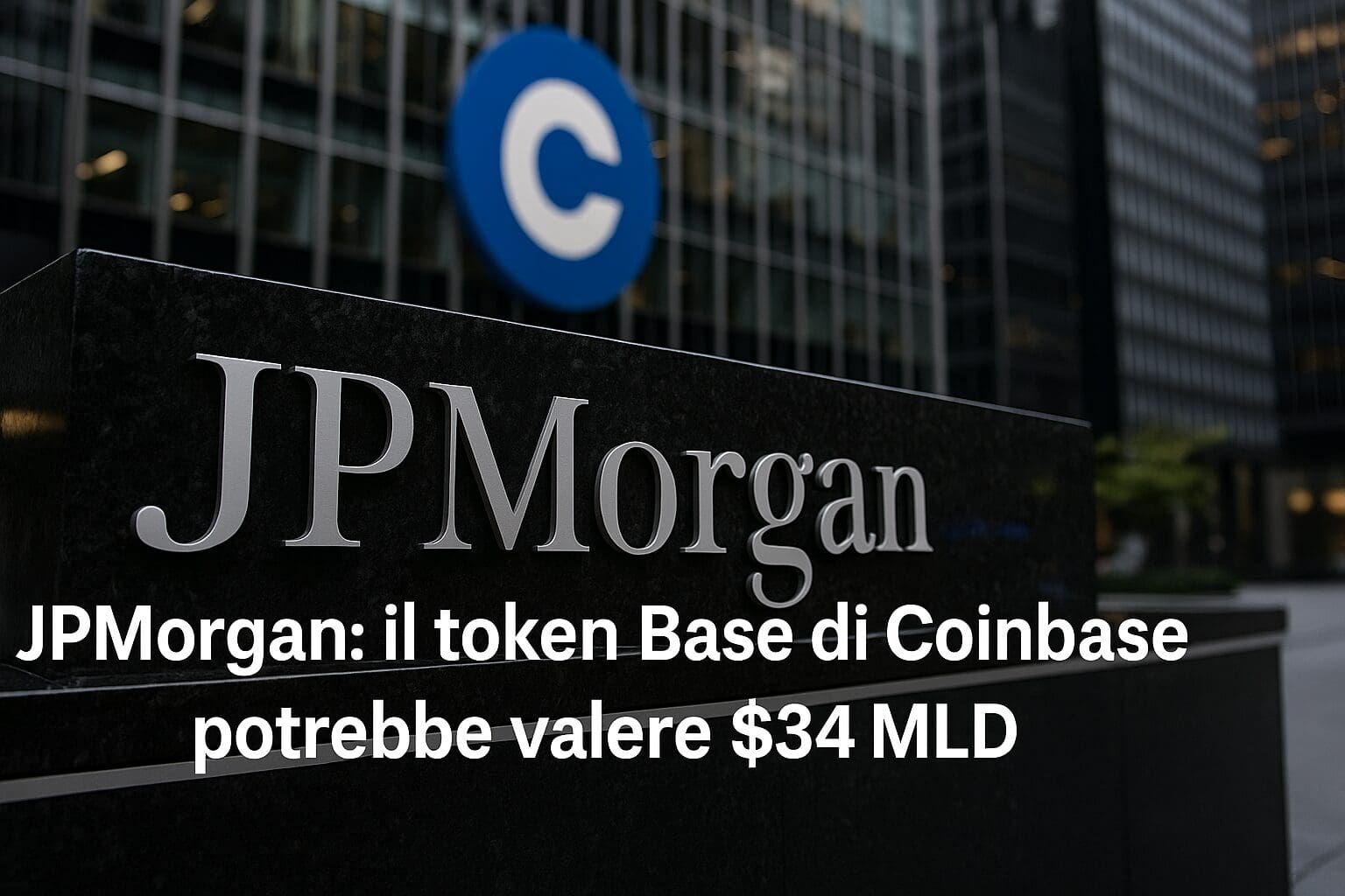 JPMorgan: il token Base di Coinbase potrebbe valere $34MLD