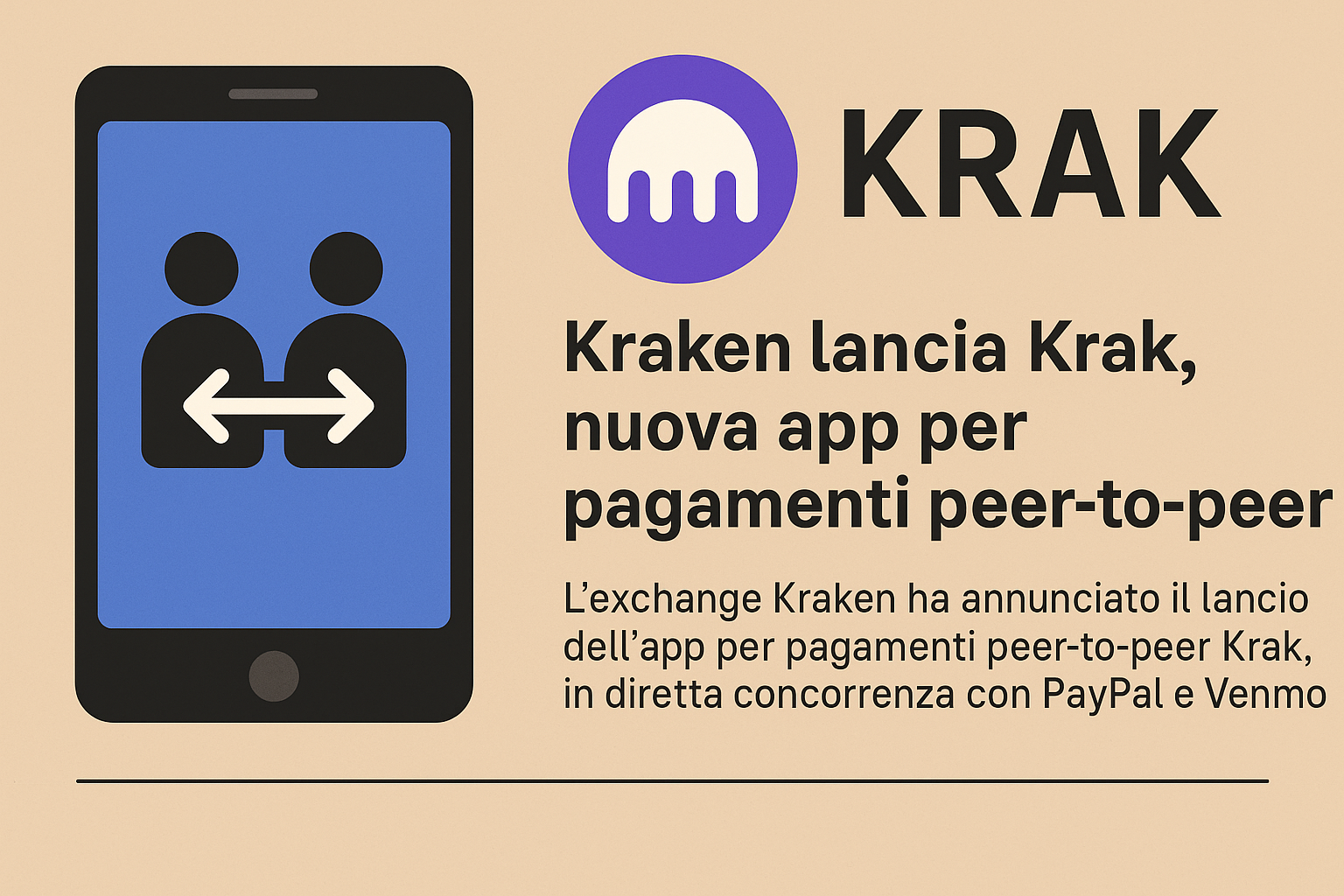 Kraken lancia Krak, nuova app per pagamenti peer-to-peer