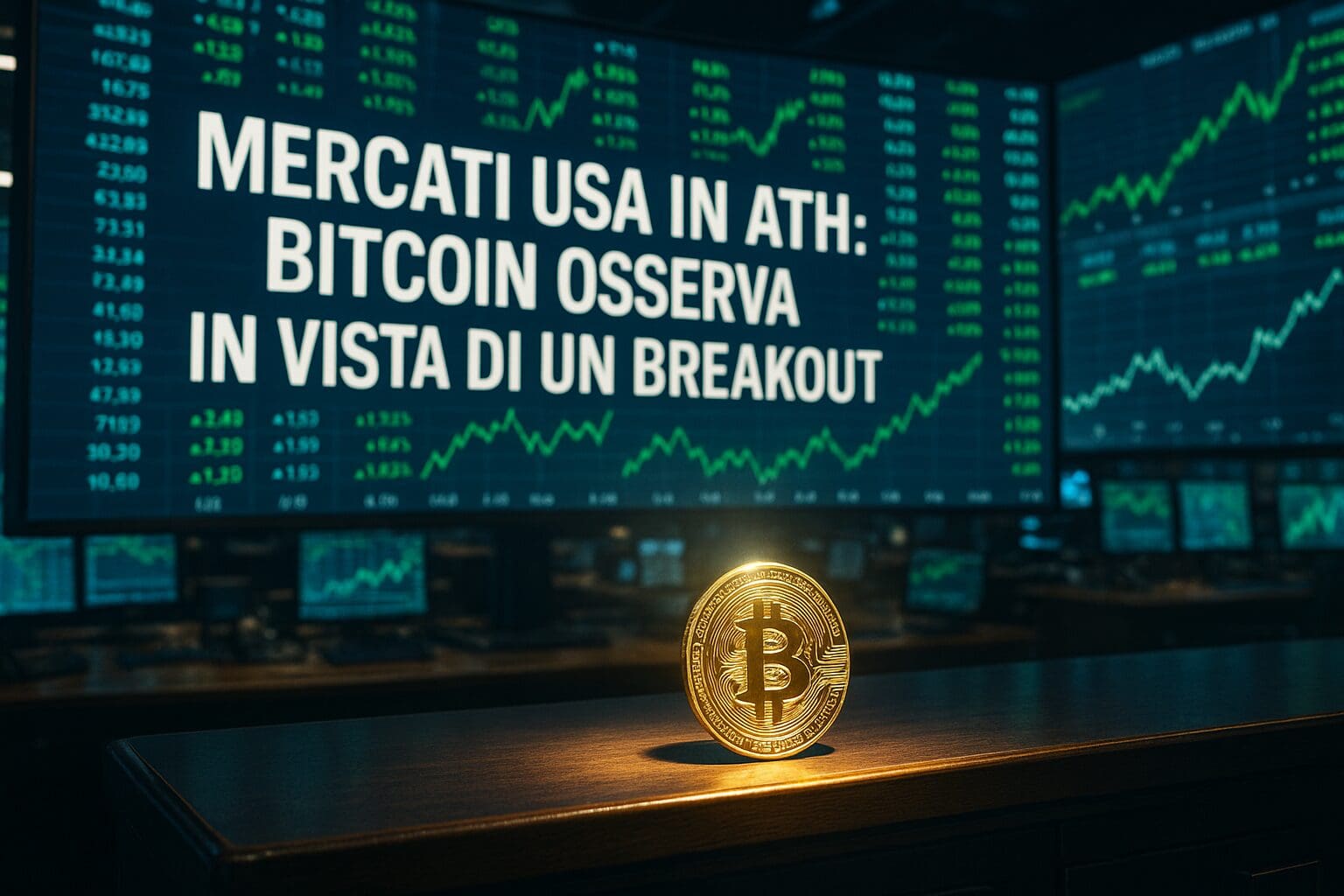 Mercati USA in ATH: Bitcoin osserva in vista di un Breakout