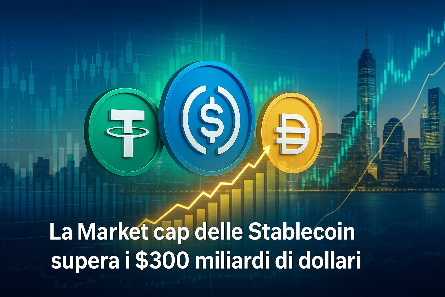 La Market cap delle Stablecoin supera i $300 miliardi di dollari