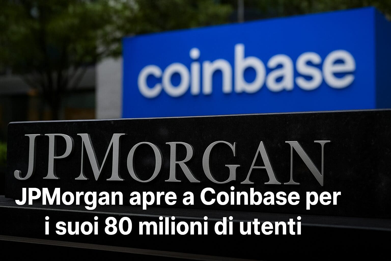 JPMorgan apre a Coinbase per i suoi 80 milioni di utenti