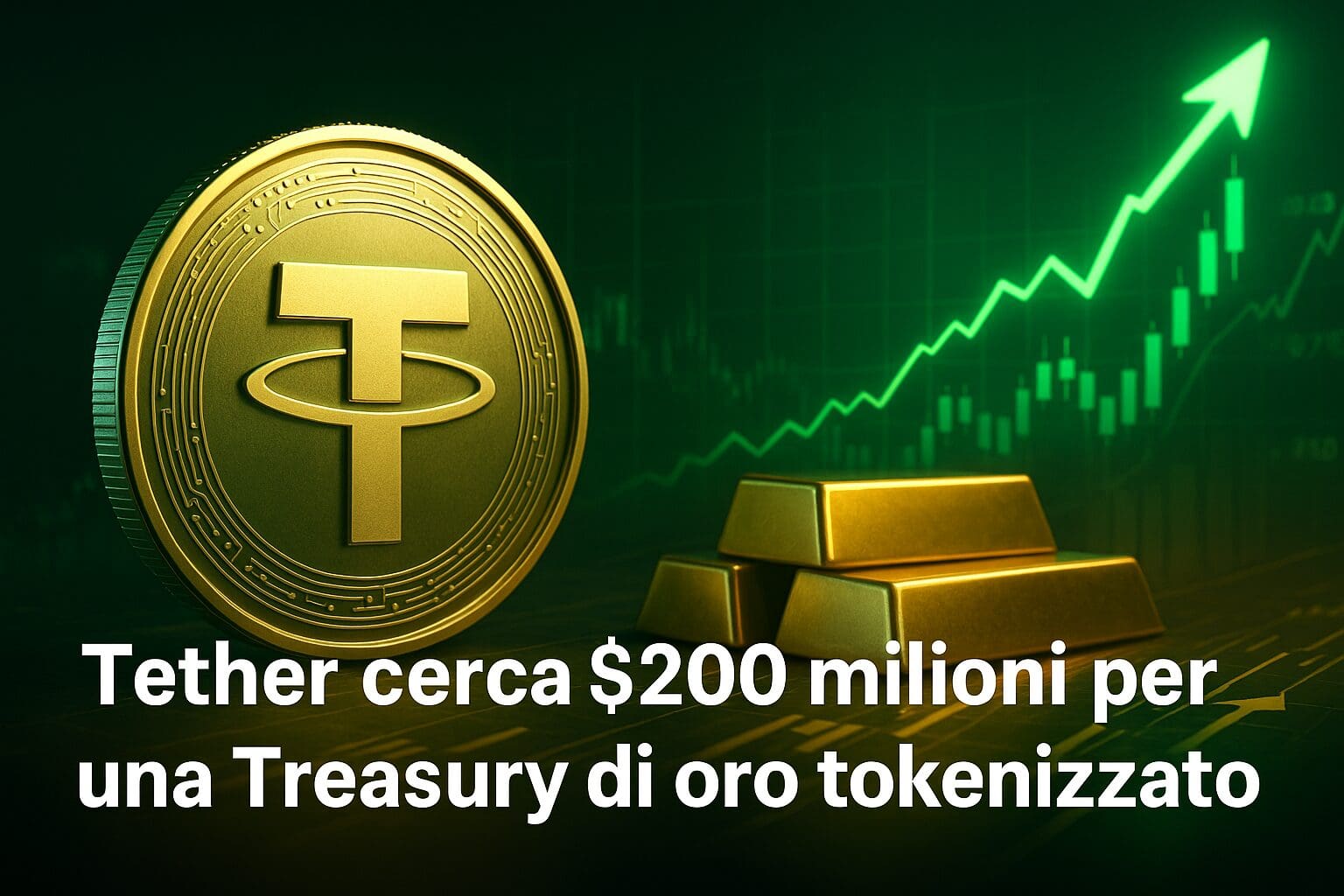Tether cerca $200 milioni per una Treasury di oro tokenizzato