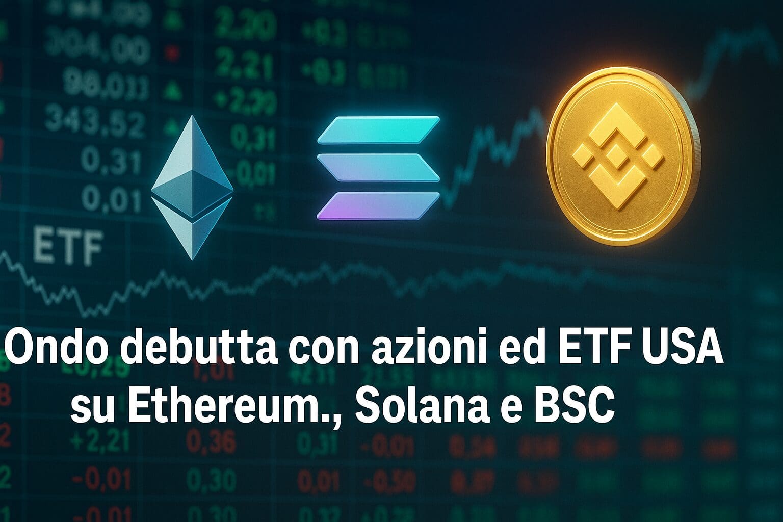 Ondo debutta con azioni ed ETF USA su Ethereum, Solana e BSC