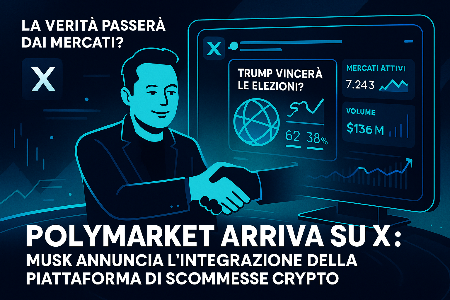 Polymarket SBARCA su X? L’annuncio di Musk