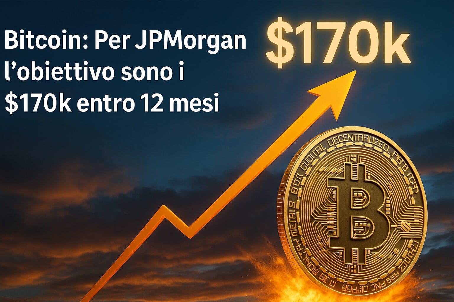 Bitcoin: Per JPMorgan l'obiettivo sono i $170k entro 12 mesi
