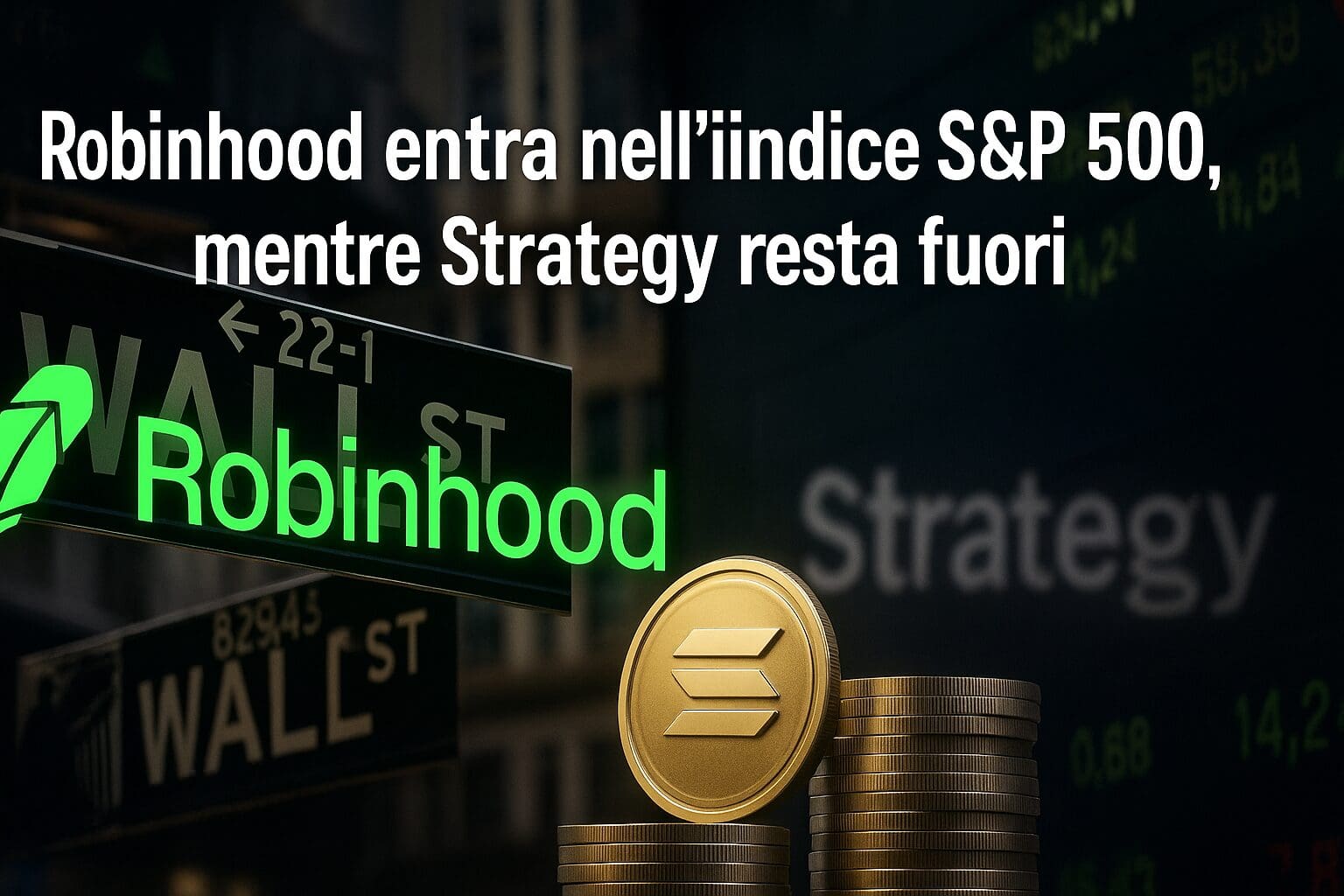 Robinhood entra nell’indice S&P 500, mentre Strategy resta fuori