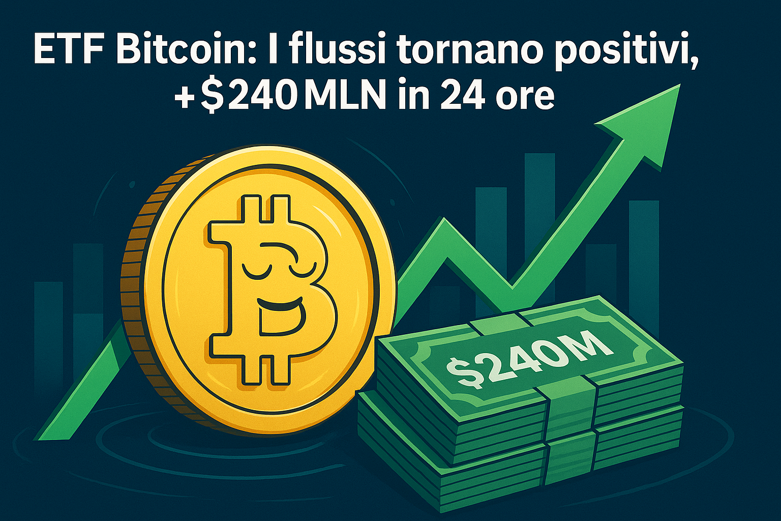 ETF Bitcoin: I flussi tornano in positivo, +$240MLN in 24 ore