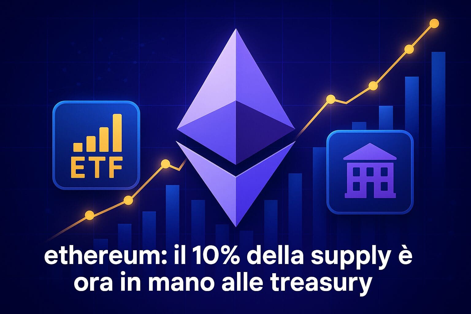 Ethereum: il 10% della supply è ora in mano alle “treasury”