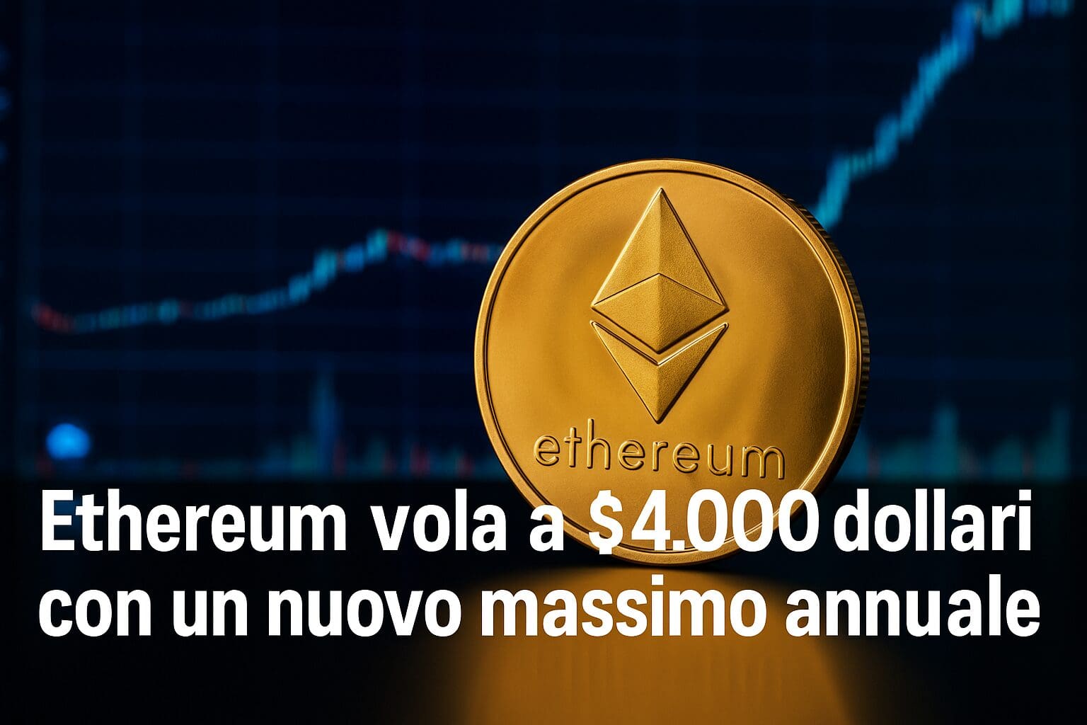 Ethereum vola a $4.000 dollari con un nuovo massimo annuale