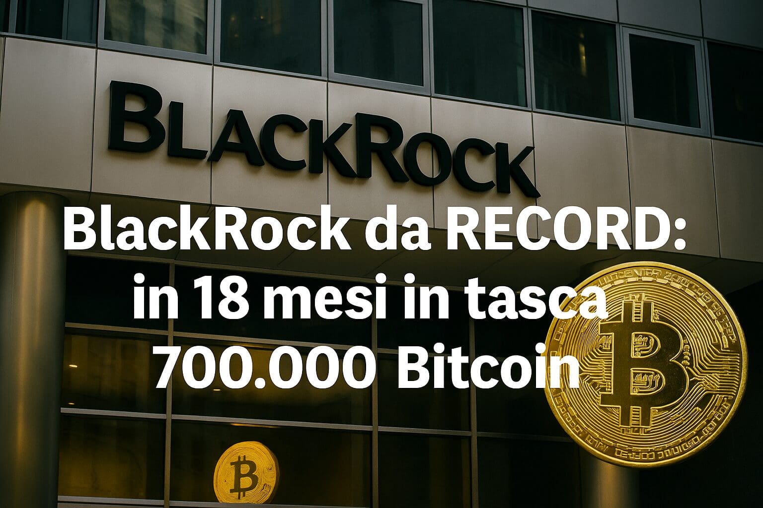 Blackrock da RECORD: in 18 mesi in tasca 700.000 Bitcoin
