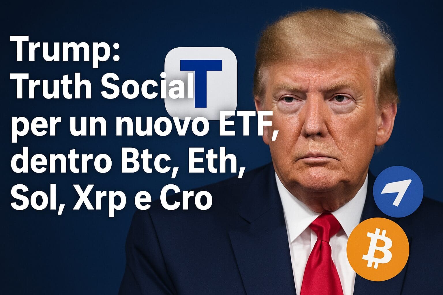 Trump: Truth Social per un nuovo ETF, dentro Btc,Eth,Sol,Xrp e Cro