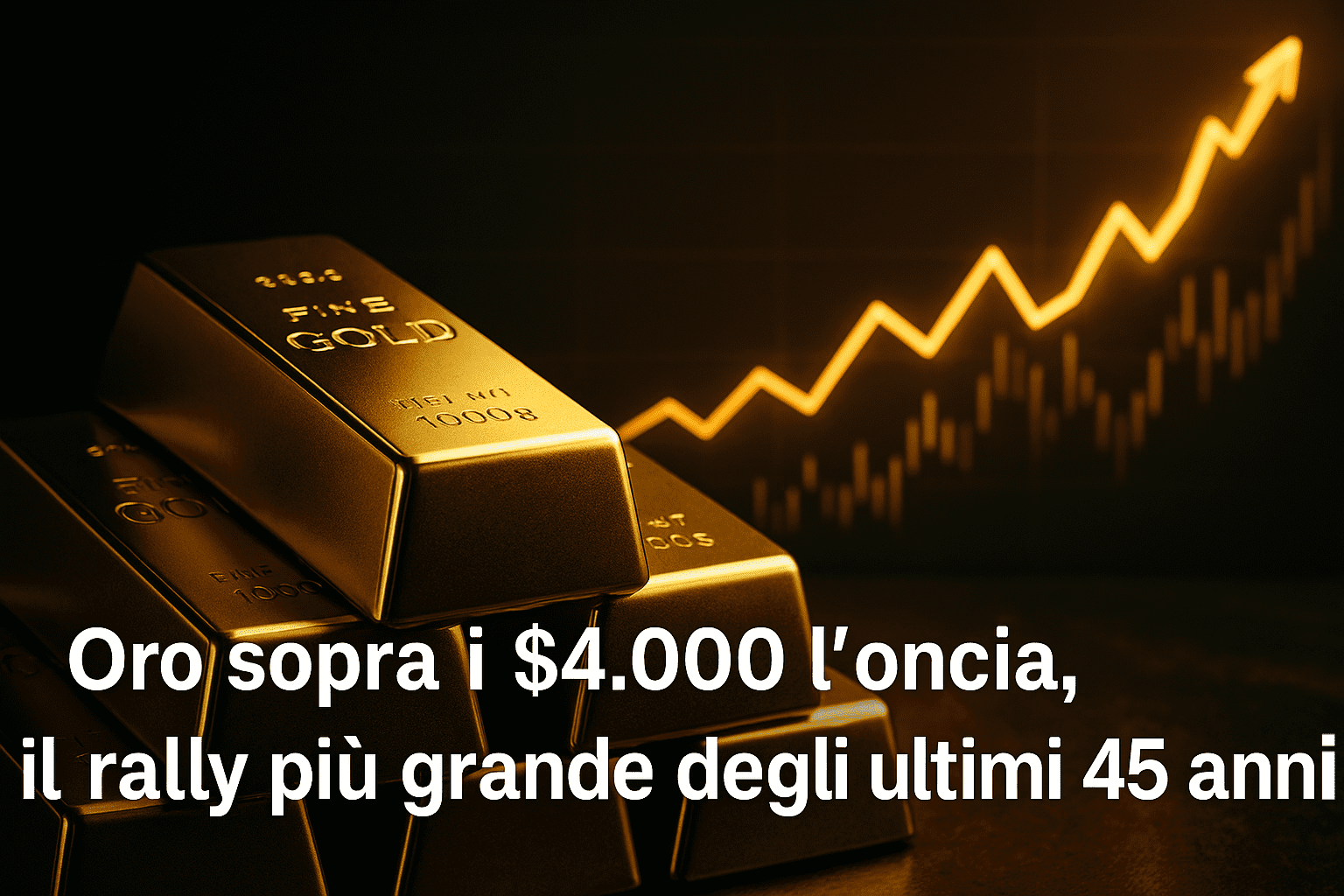 Oro sopra i $4.000 l'oncia, il rally più grande degli ultimi 45 anni