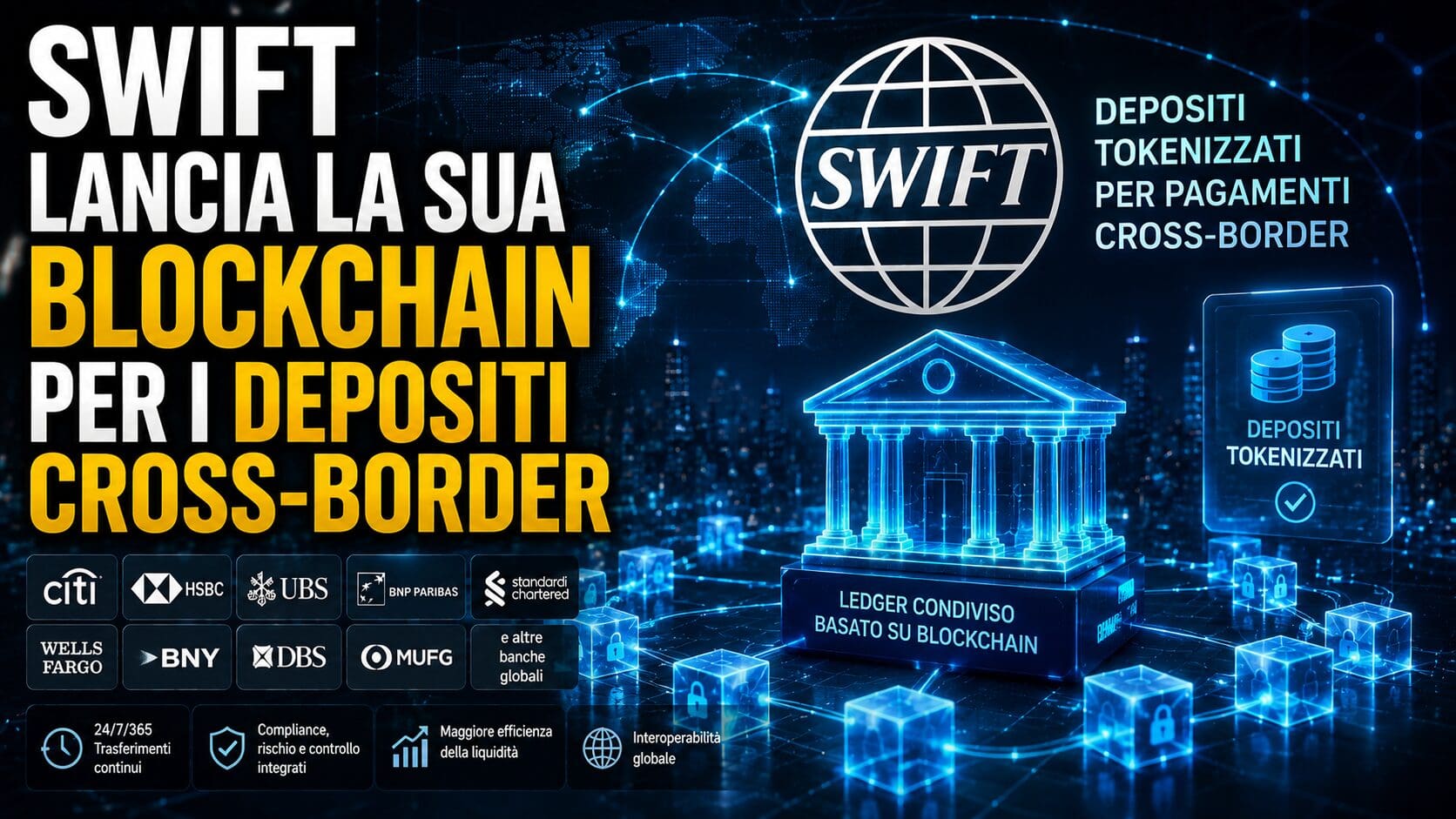 Swift lancia la sua blockchain per i depositi cross-border