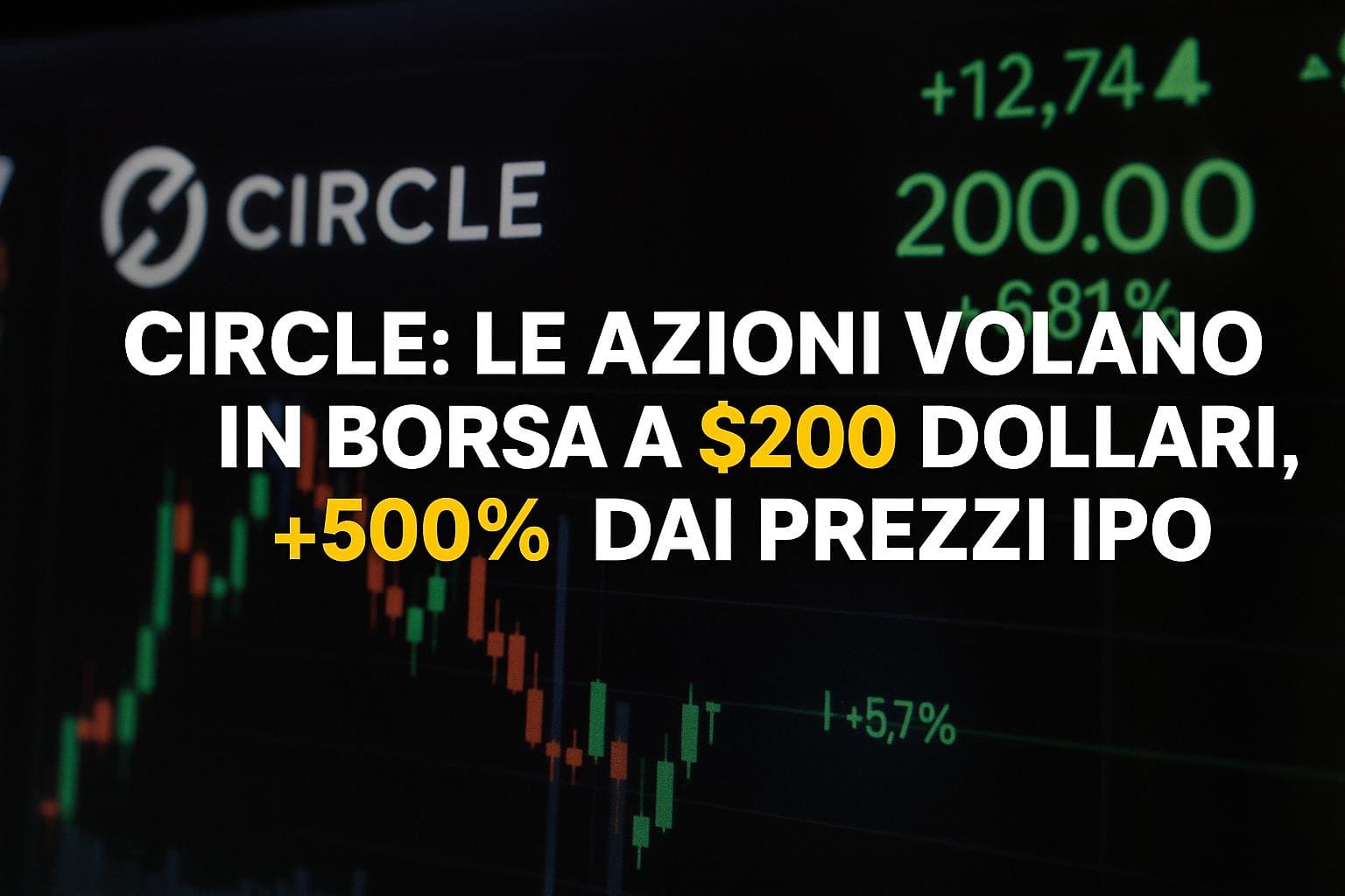 Circle: Le azioni volano in borsa a $200 dollari, +500% dai prezzi IPO