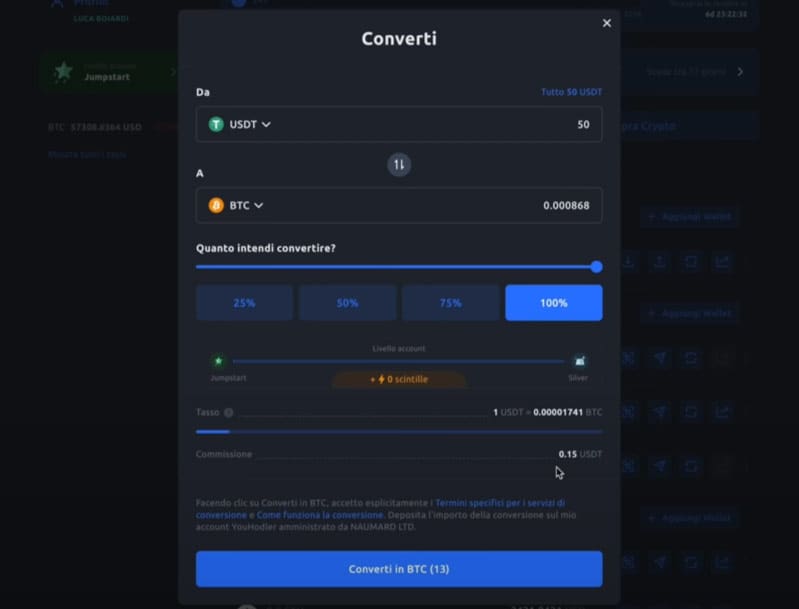 Converti crypto Youhodler