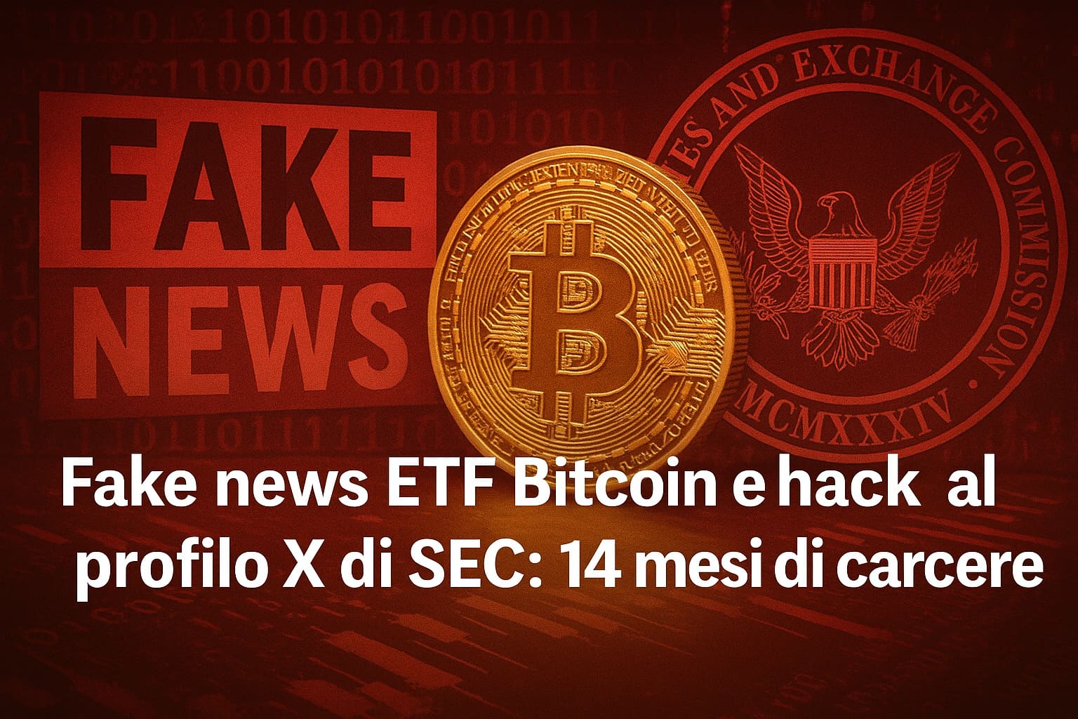 Fake News Etf Bitcoin e hack al profilo X di Sec: 14 mesi di carcere