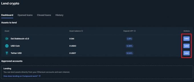 Lend: put your currencies in yield.