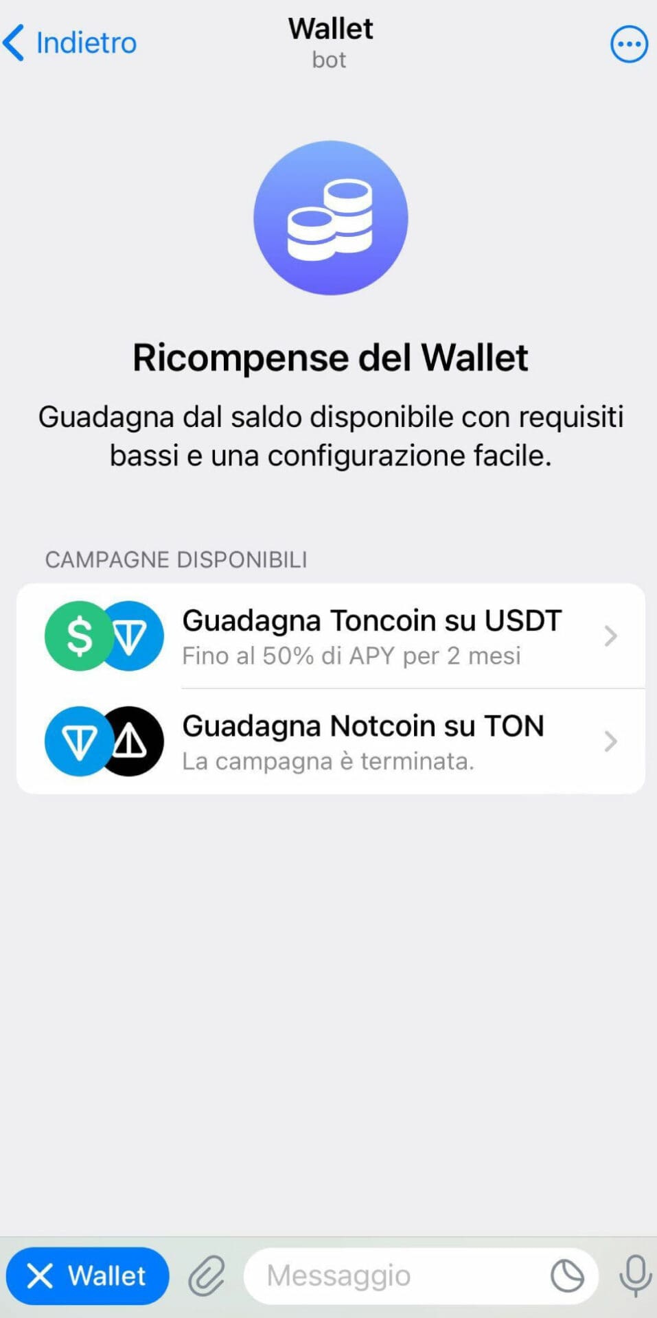 Ricompense del Wallet TON