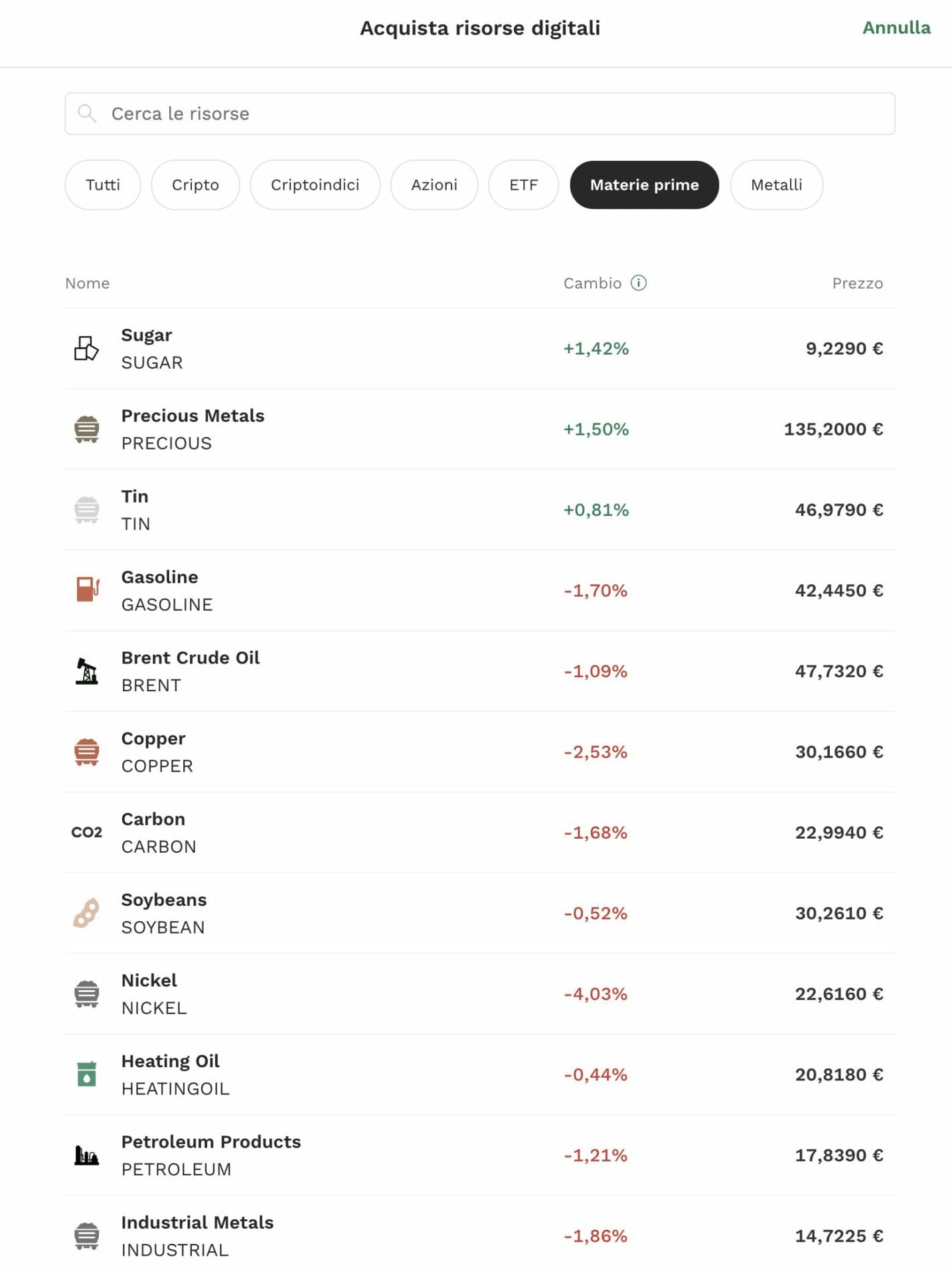 Bitpanda Commodities: comprare e vendere materie prime